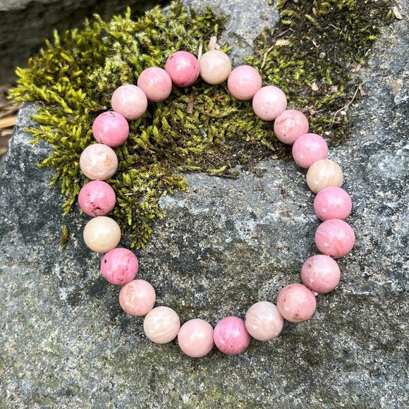 Rhodonite Gemstone Bracelet Handmade - Picture 3 of 5